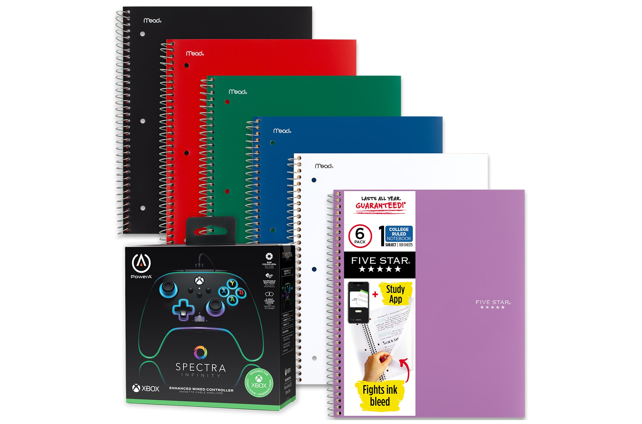 Power A Spectra Infinity Controller for Xbox with Five Star Notebooks 6 Pack