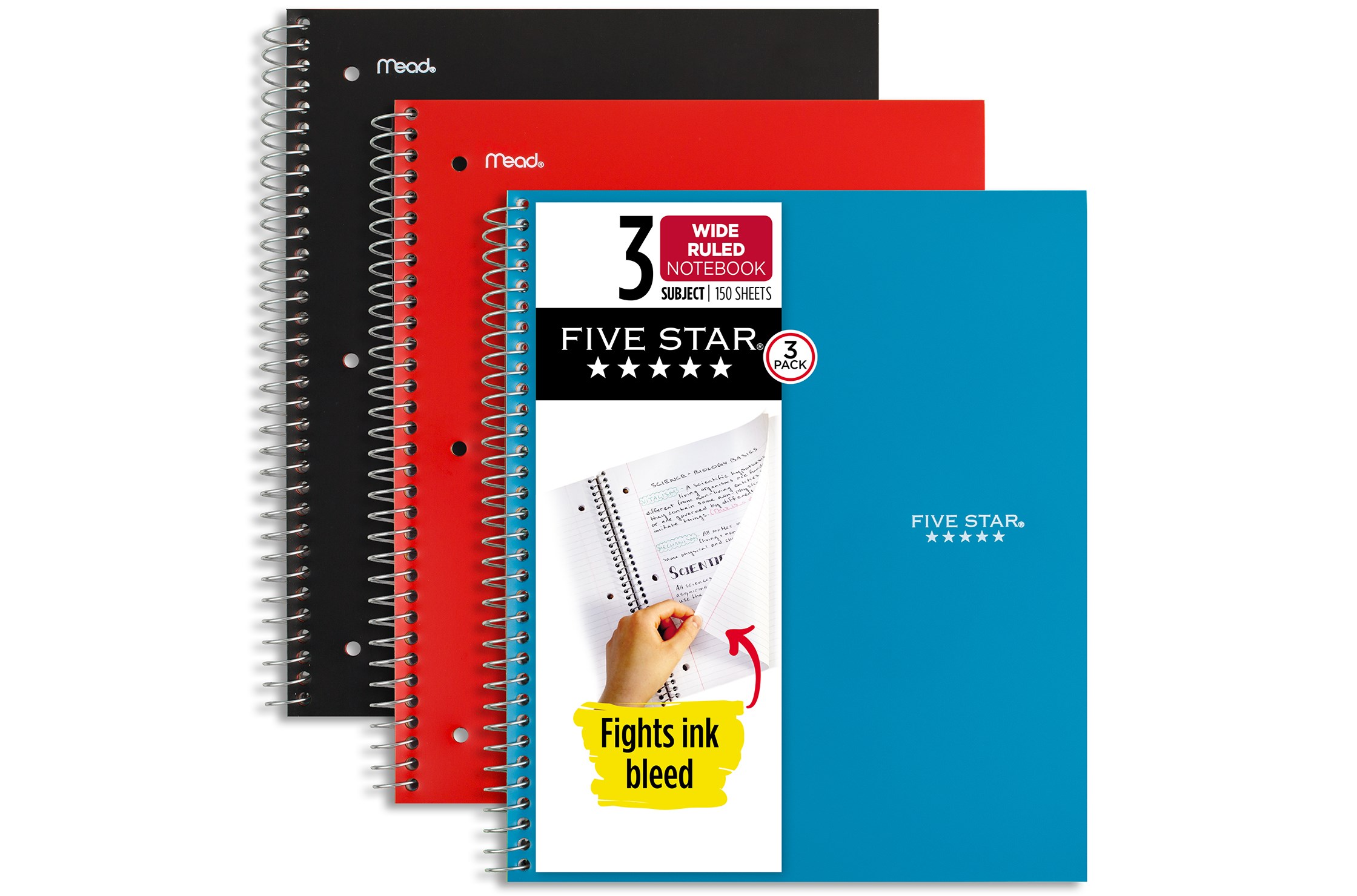 Five Star® Wide Ruled Filler Paper and Spiral Notebook Bundle, 3 Pack